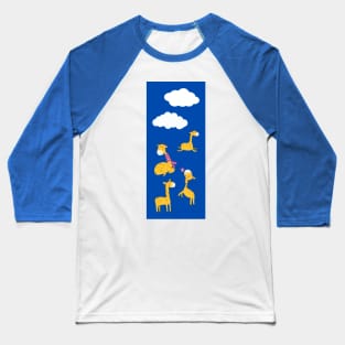 Clouds and Giraffes in Blue Baseball T-Shirt